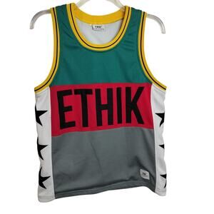 M931) ETHIK Clothing Men's Colorblock Basketball Jersey Embroidery Logo 90 Small